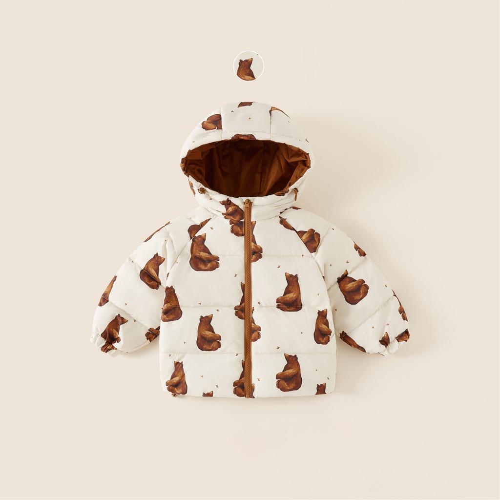 Boys Girls Winter Elephant Cartoon Print Windproof Warm Hooded Fashionable Versatile