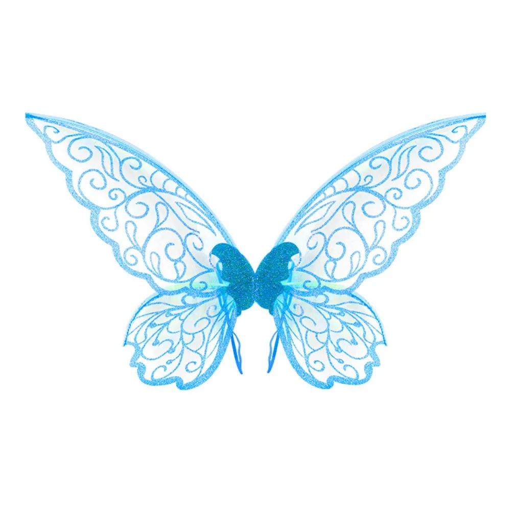Fantasy Colorful Butterfly Fairy Wings Organza Sparkle Cosplay Wings Handmade Elf Wings Costume for Adult Kid