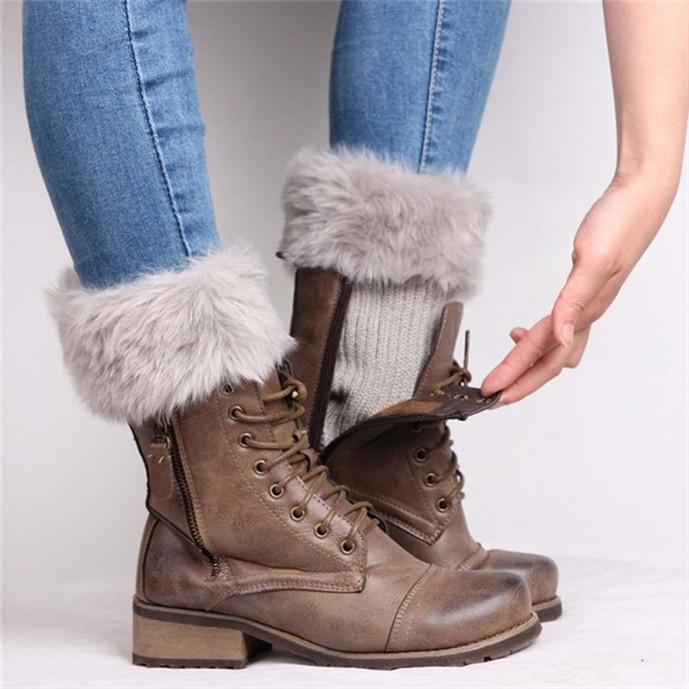 

Women s Fluffy Faux Fur Leg Warmers Winter Short Knit Ankle Sleeve Boot Cuffs for Indoor Outdoor Warmth One Size світло-сірого кольору