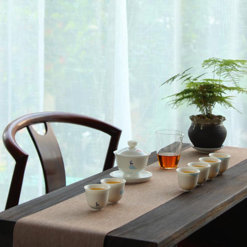 Hand-Painted Deer Gaiwan Household Ceramic Porcelain Tureen Chinese Kungfu Tea Sets Retro Teaware Drinkware Tea Ceremony Infuser