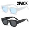 2PCS New Fashion Small Rectangle Sunglasses Men Women Wide Leg Glasses Outdoor Travel Shades Vintage Shades UV400
