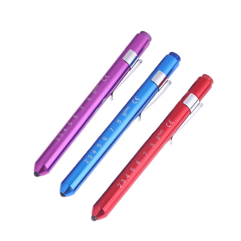 Portable Medical Led Penlight With Pupil Gauge Ruler With Battery Mini Flashlight White+Yellow Light For Doctor Nurse Diagnosis