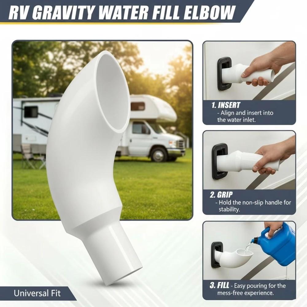 Trychtýř na plnění vody do karavanu proti rozlití Široký otvor Vstupní trychtýř na vodu Adaptér na kohoutek Použití pro obytné vozy