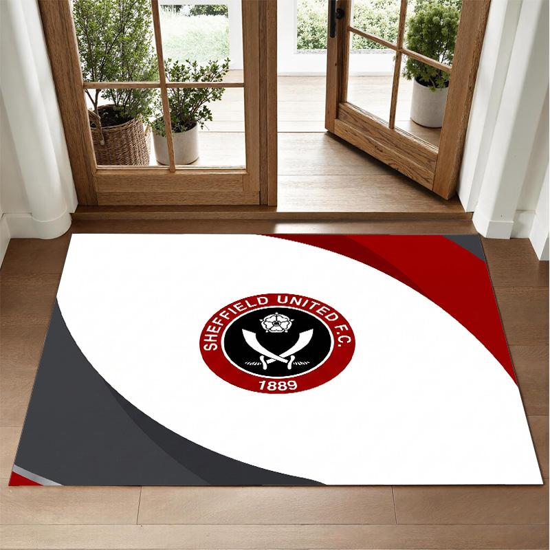 Sheffield United Football Design Crystal Velvet Rug Soft Decorative Mat for Bedroom Entrance