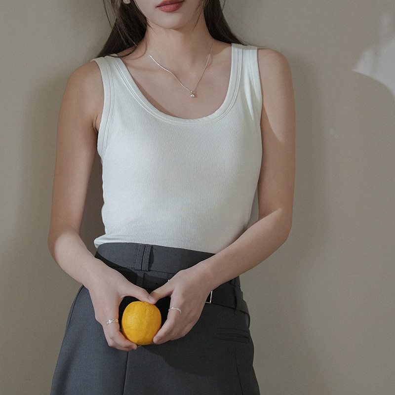 

New Arrival Summer Women s I-Shaped Vest Female Silm Short Inner Wear Wide Shoulder Strap Vest Female Silm Sleeveless Pearl White One Size Fits All (45-70kg)