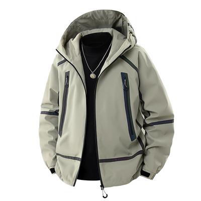 Spring Windproof and Waterproof Jacket, Casual Hooded Reflective Men's Jacket
