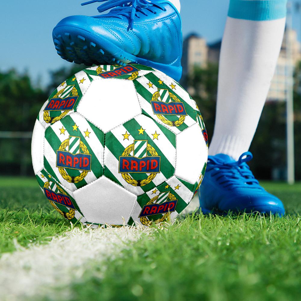 Rapid Wien Soccer Ball, Colorful, Suitable for All Ages, Machine-stitched, PVC Material, Competition Grade, Durable and High Bounce