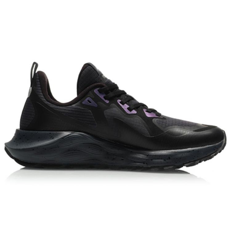 New LiNing Cloud Shield Cushioning Anti Slip And Wear Resistant Low Top Running Shoes Men's Black ARHQ143-2
