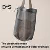 Storage Shower Bag Beach Toilet Bag Zipper Closure Large Capacity Solid Color Hollow Mesh Cosmetic Bag with Handle
