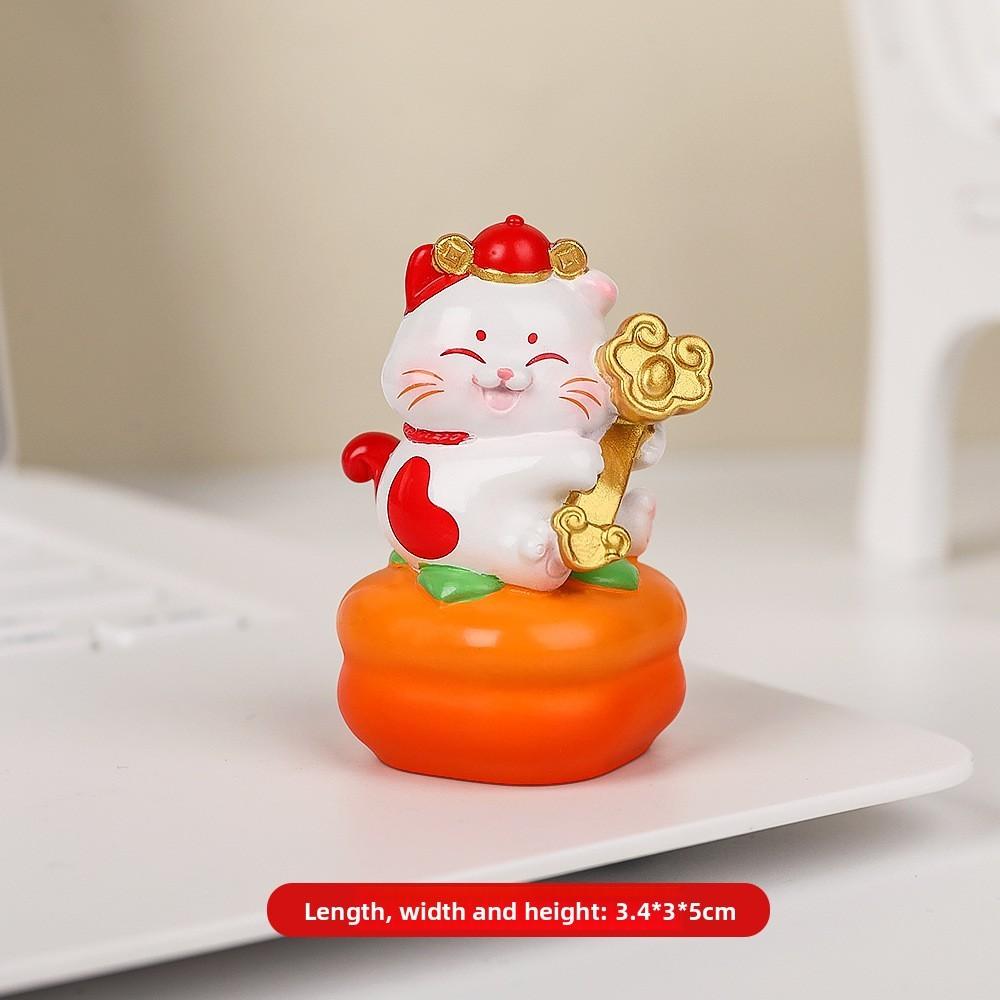 Feng Shui Fortune Cat Resin Figurine With Lucky Symbols For Office Decor And Giftgiving