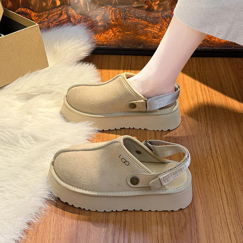 

Женские двухсторонние мягкие подошвы большого размера утолщенные зимние теплые меховые на одной подкладке ботильоны нескользящие хлопковые меховые тапочки с закрытым носком 35 бежевый
