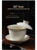 High-End Beige Ru Ware Kung Fu Tea Set: Teapot, Gaiwan, Teacups, and Fair Cup in Gift Box