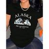 Alaska T-Shirt for Women Casual Short Sleeve Tee Heavy Cotton - Comfortable Crew Neck, Soft Adorable Tees Tops