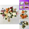 Long Branch Fu Character Fourhead Camellia Artificial Flower For Wedding Hall And Home Decoration