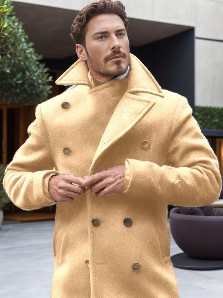 High-Quality Men's British Style Mid-Length Wool Coat - Autumn/Winter