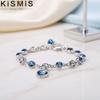 Blue Crystal Zircon Chain Peach Heart Bracelet Women Valentine Anniversary Gift Simple Personality Creative Jewelry