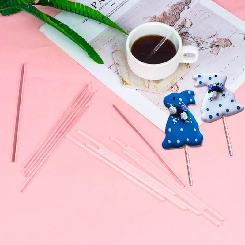 100PC Dessert Chocolate Acrylic Lollipop Sticks Cake Pop Clear Sticks Transparent Reusable