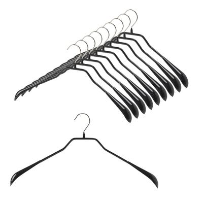 MAWA German Bodyform Warranty Non-Slip Hangers, 46L, Black, 10-Pack, 10-Year