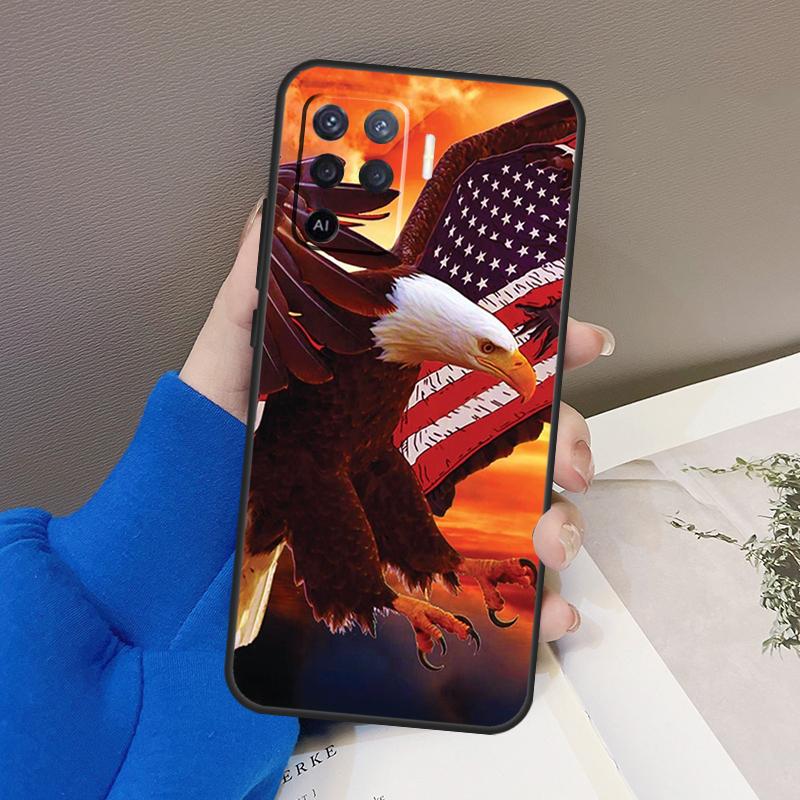 American USA Flag Eagle Case For Oppo A77 A57 A17 A60 A80 A40 A74 A54 A94 A78 A98 A18 A38 A58 A96 A76 A16 A15 A5 Pro