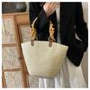 Design sense woven large-capacity handbag women's beach vacation style versatile solid color casual personality shoulder bag