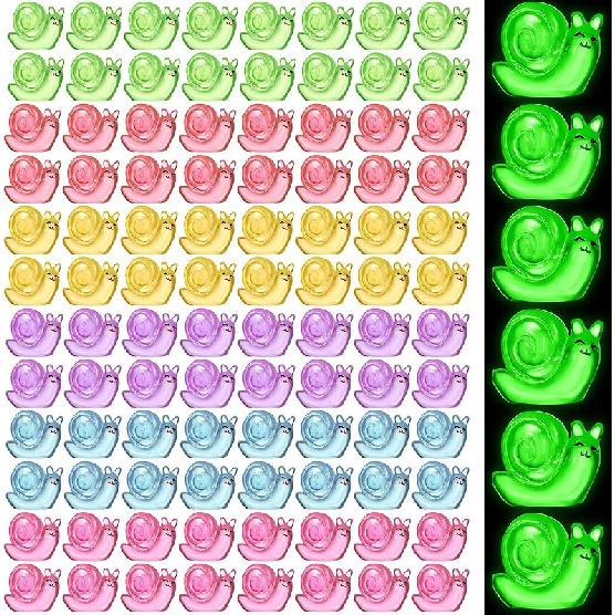 

90 шт. Светящиеся миниатюры улиток из смолы, Мини-фигурки животных, Милая фигурка улитки, Фея декор, Украшение животного для садового ландшафта, Домашние аксессуары 6 Colors