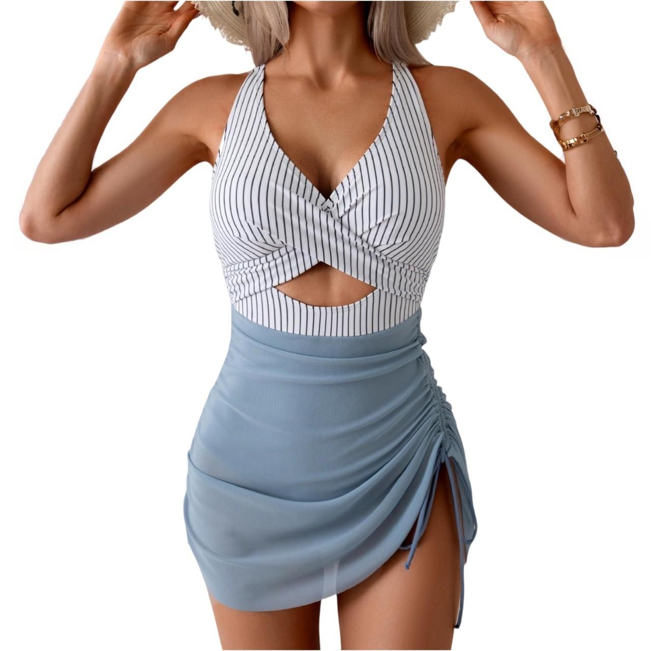 

Женский однотонный цельный купальник с бюстгальтерными подушечками без стальной поддержки, сексуальный бикини XXL синий