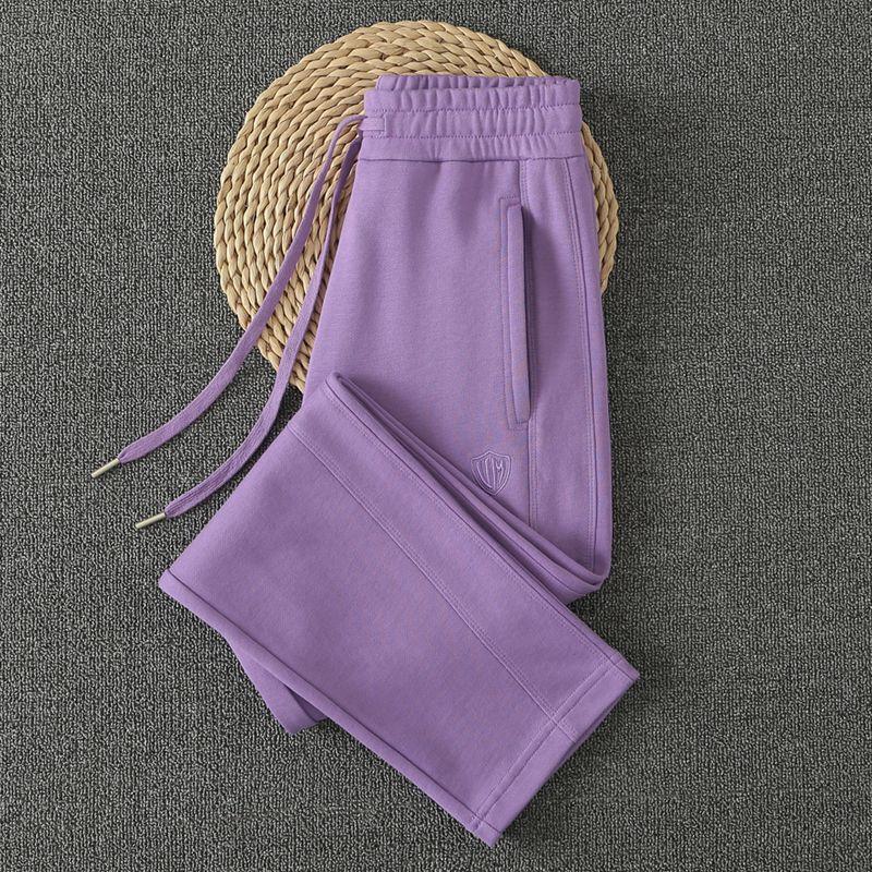 Pure Cotton Spring and Autumn Style Pitaya Color Casual Sports Pants