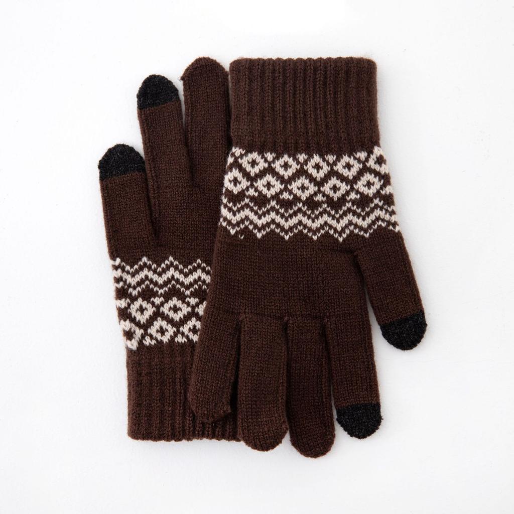 Touch Screen Gloves for Winter Warmth Thick Velvet Gloves Cycling Gloves Outdoor Knitting Yarn Gloves and Cold Resistant Gloves