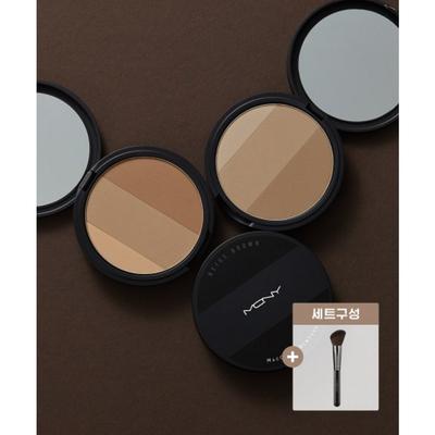MQNY Product + Brush Fake Up Contour 3-color Shading Three-dimensional Creation Nose Shading Highlighter, Beige Brown + Brush