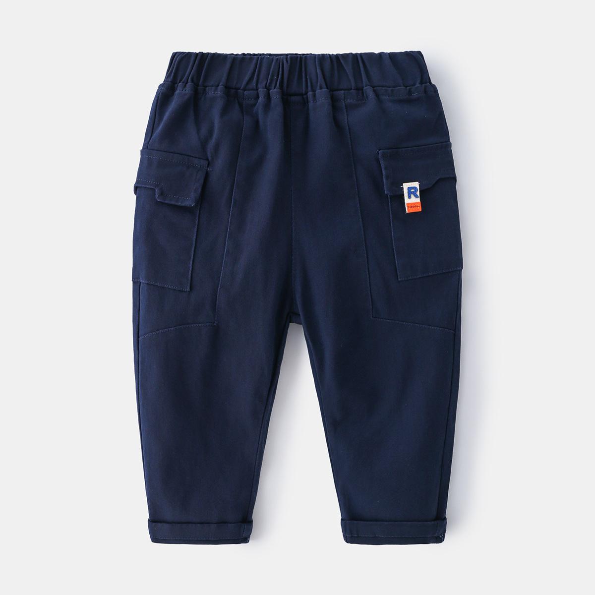 Boys  autumn clothing autumn new overalls medium children s pants boys casual trousers children s Korean pants 100cm темно-синий