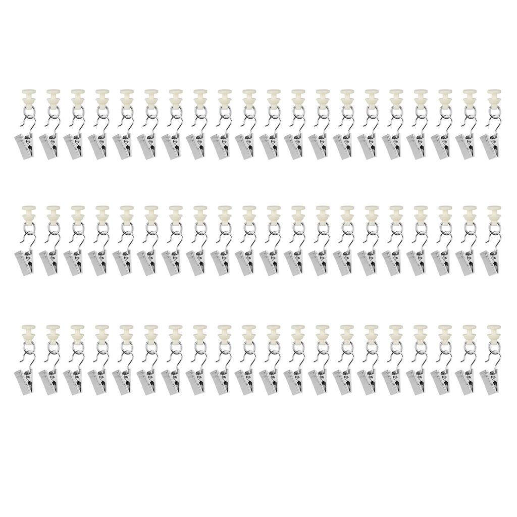 1set Shower Curtain Pulley Clamps 30pcs Iron Hooks+30pcs Gliders Iron Curtain Hooks for Drapery Rails Smooth Gliding