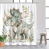 Triceratops in the Jungle Shower Curtain - Water-Resistant Fabric for Bathroom - Ideal for Dinosaur and Nature Lovers