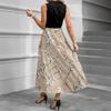 Women's Casual And Fashionable V-neck  Sleeveless Printing Mid Length Dress