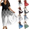 Kvinner Casual Løs Bohemian Floral Dress Kortermet Lang Maxi Summer Beach Swing Dress