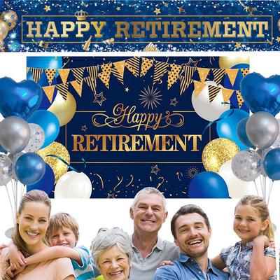 Retirement Party Banner & Props Set with Balloons & Bunting