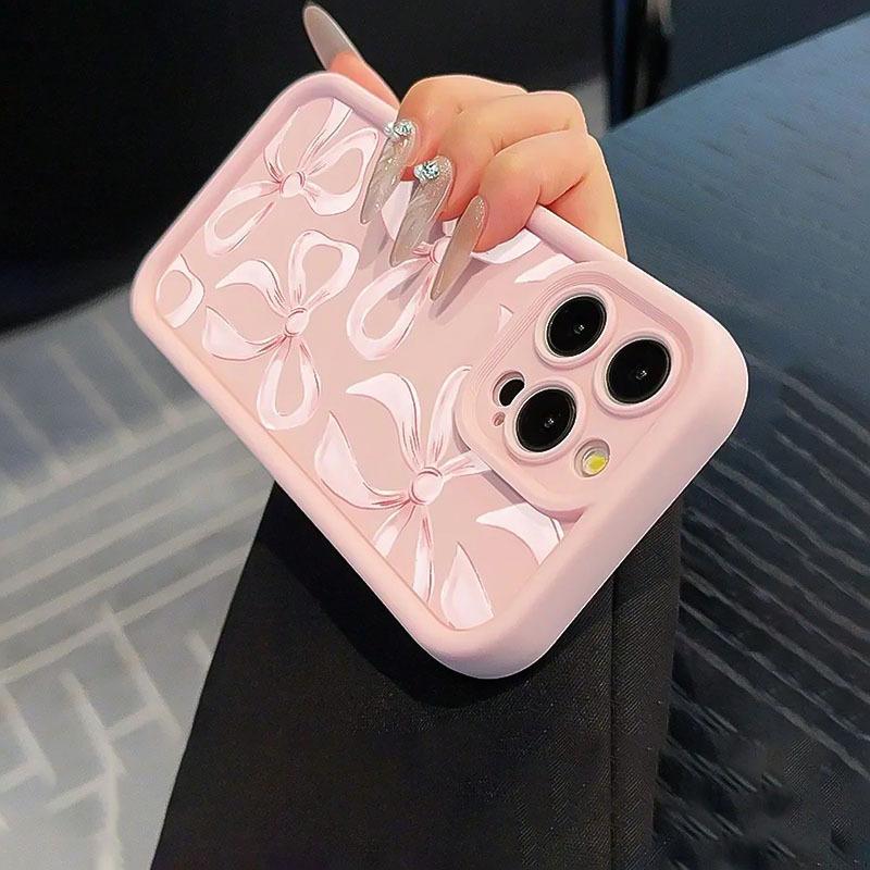 Pretty girl pink bow pattern phone case suitable for iPhone 17 16 15 14 13 12 11 Pro/Max/Plus anti drop and shockproof