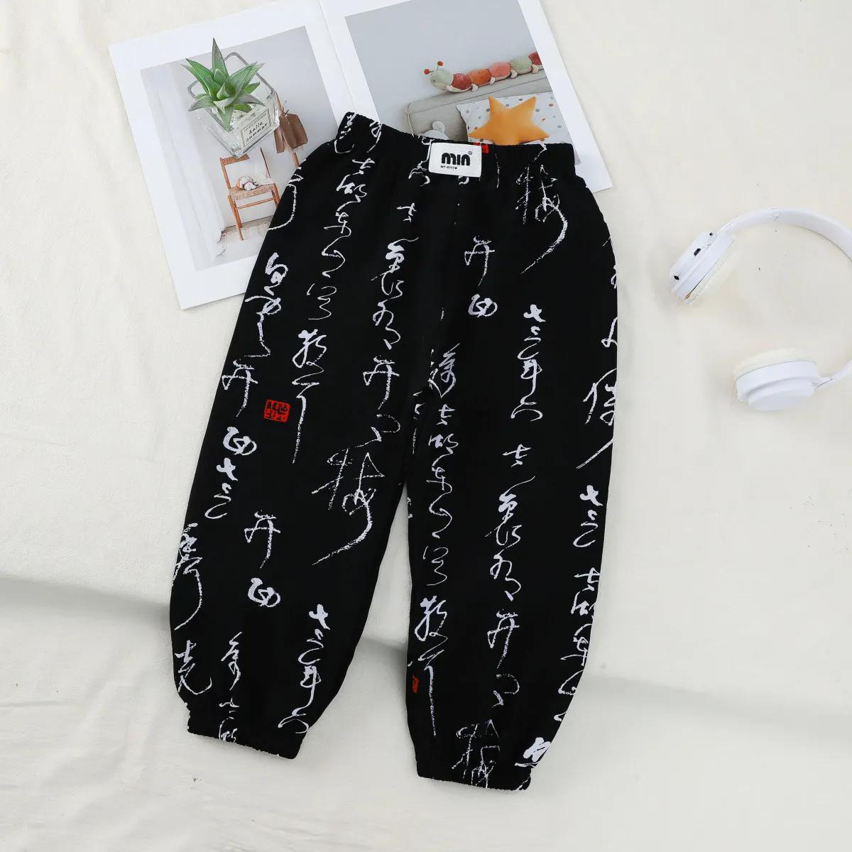 

Детские брюки, летние штаны из ледяного шелка с защитой от комаров для мальчиков, свободные тонкие повседневные штаны 100