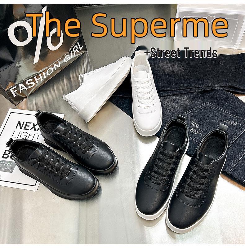 Four Seasons Men's Black Casual Skateboard Slip-On Loafers - Lightweight Lace-Up Sports Shoes for Students