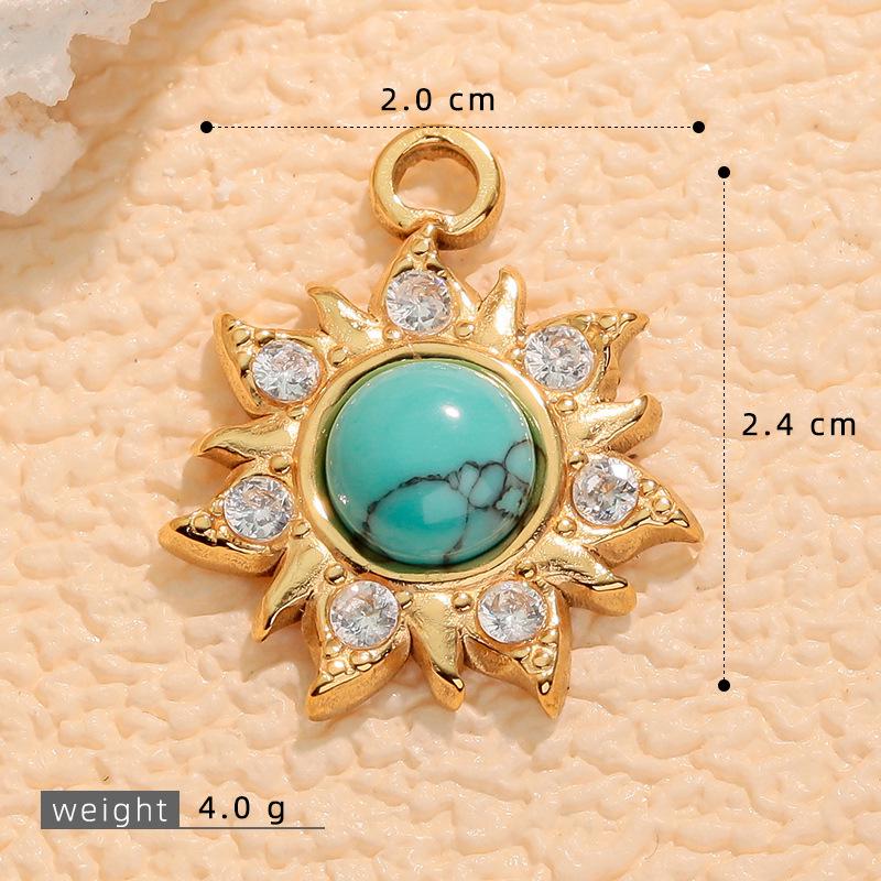 European & American Cross Turquoise Necklace Earrings Pendant Sunflower Charms DIY Sweater Chain for Women
