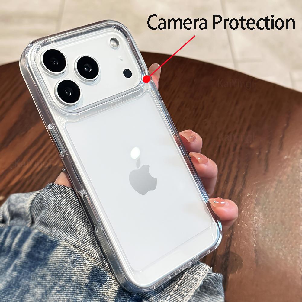 Luxury Transparent Shockproof Case For iPhone 17 16 15 14 13 12 11 Pro Max Air Plus Clear Bumper Acrylic Cases Cover