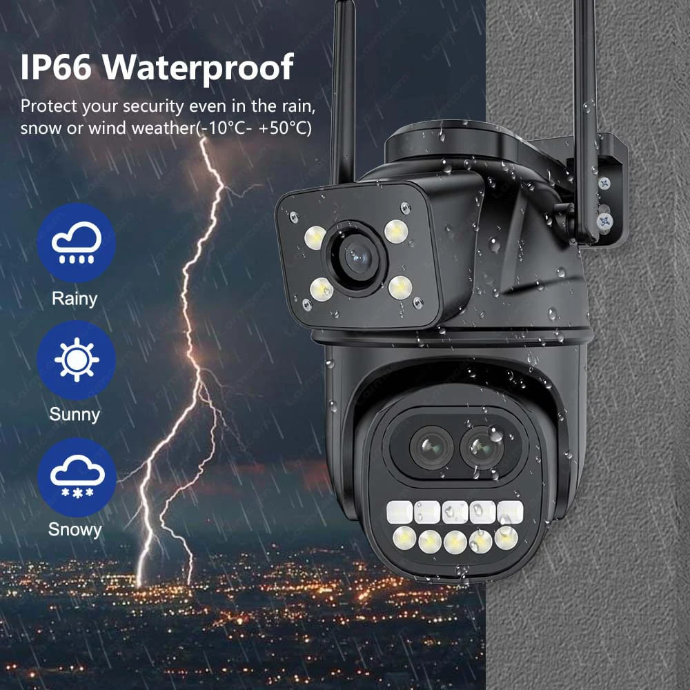 Telecamera IP Wi-Fi esterna HD 12MP 6K con zoom 8x, tripla lente, doppio schermo, monitoraggio automatico, protezione di sicurezza, videosorveglianza CCTV, app iCSee