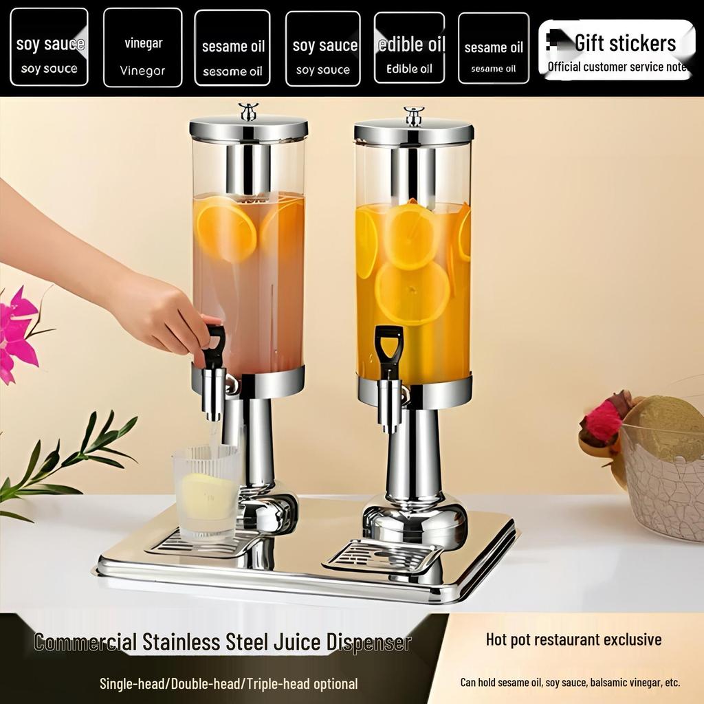 3L Saft- und Getränkespender aus Edelstahl für Restaurants - Einzel-/Doppelkopf, Hot Pot, Sesamöl, Buffet