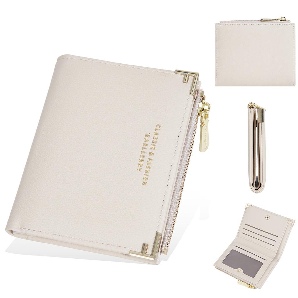 Simple Short Wallet For Women Pu Leather With Antitheft Zipper