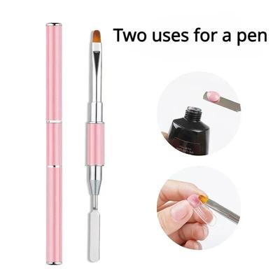 Poly-Nagelgel-Pinsel mit zwei Enden, 2-in-1-Design-Nagelbürste und Edelstahlspatel für das Gel-Verlängerungswerkzeug für Nägel