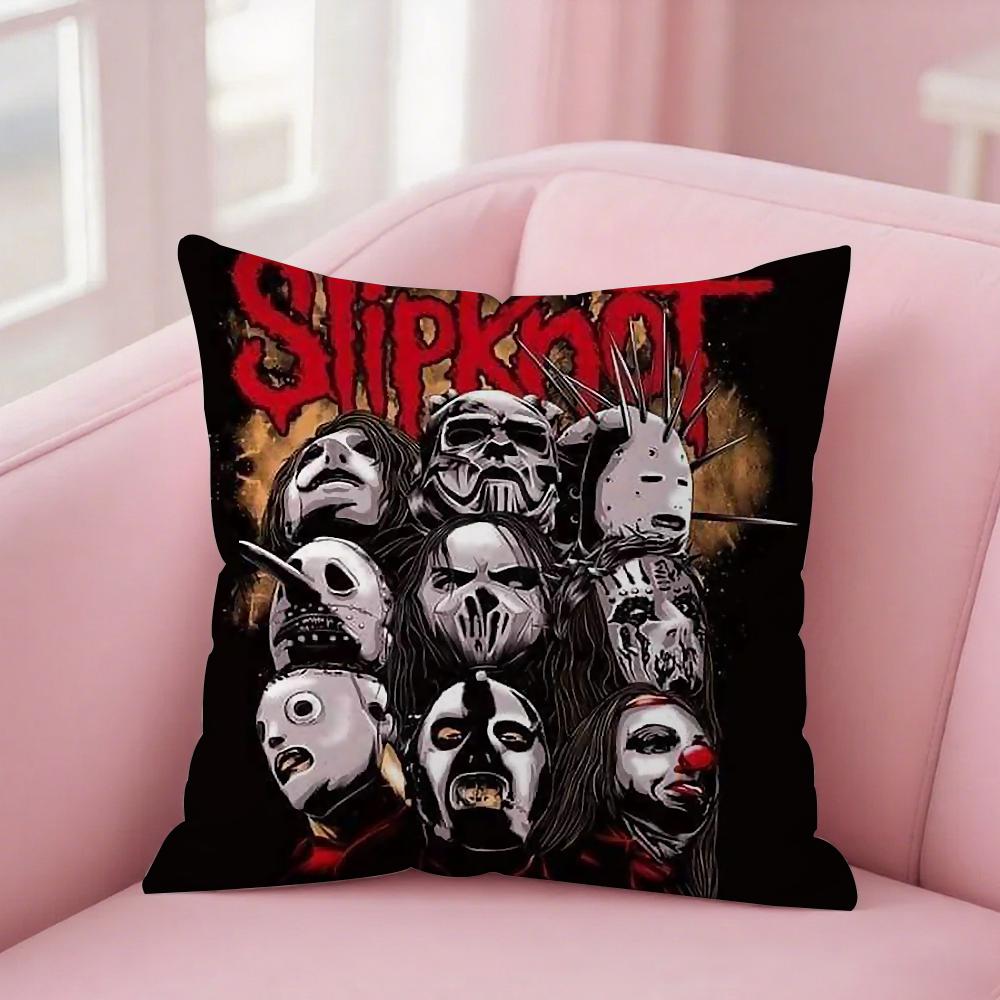 Slipknots Band Pillow Case Square Double-Sided Printing Short Plush Sofa Cushion Cover Bedroom Bedside Pillow