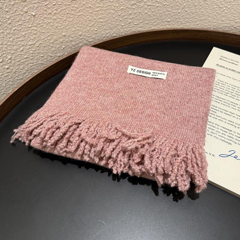 Korean high-end couple scarf women's winter 11 new Korean version tassel solid color small fragrant wind warm student scarf