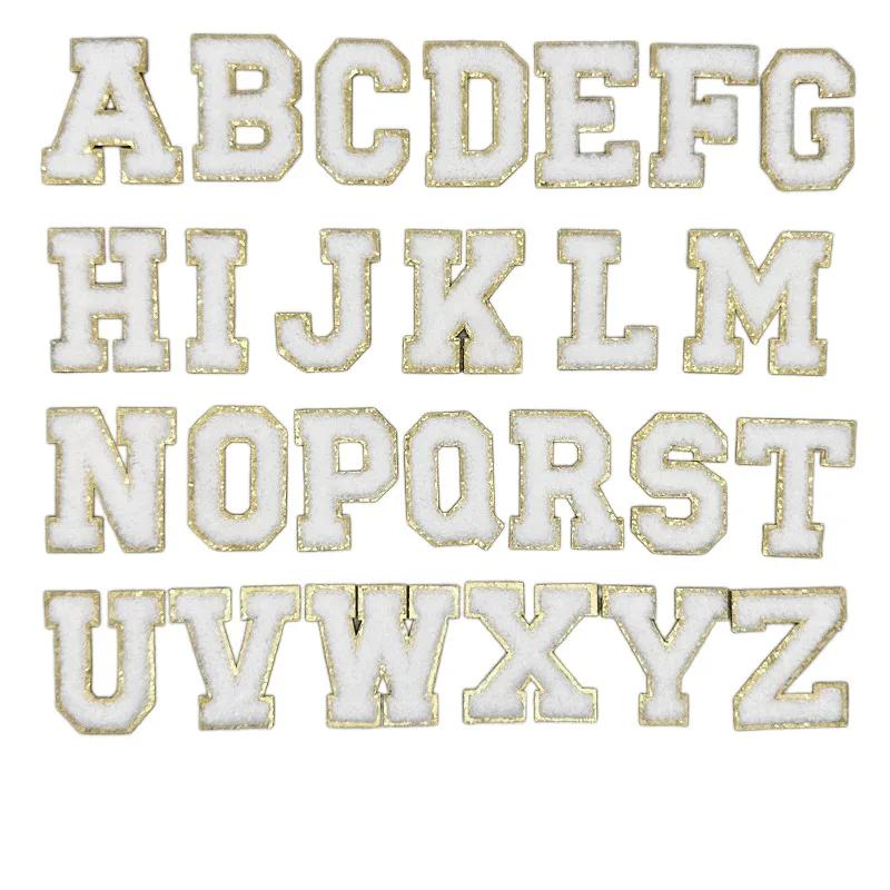 26pcs A~Z English Letter Clothes Stickers Towel Embroidered Patch Stickers Adhesive Fabric Stickers Alphabet DIY Fabric Applique