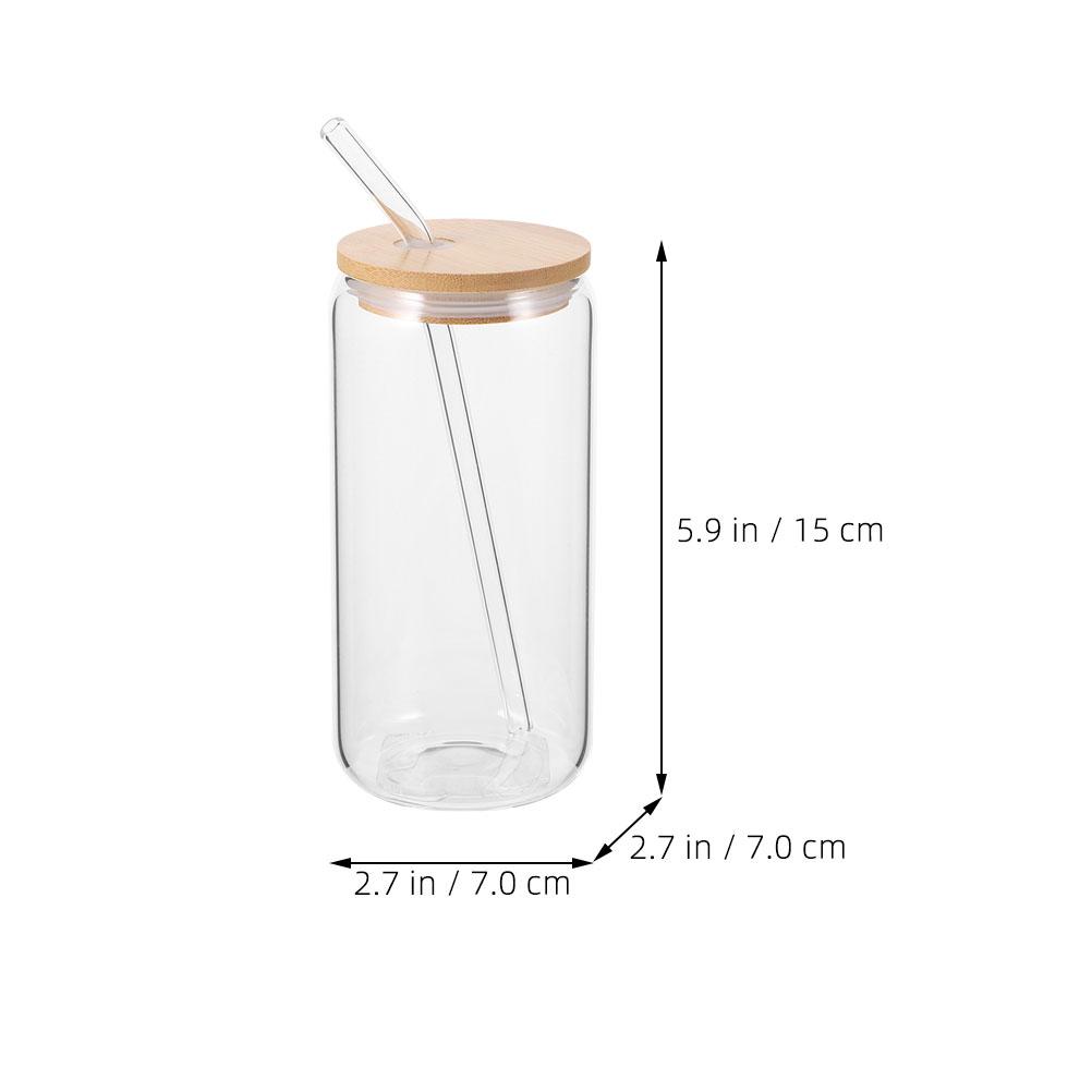 

Glass Tumbler with Lid and Straw Clear Can Shaped Drinking Bottle Reusable Juice Cup for Coffee Tea Drinkware Glass Mug other прозорий