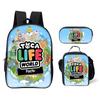 Tocalifeworld Toca Life World Schultasche Cartoon Animation Rucksack Bedruckter Rucksack Dreiteiliges Set