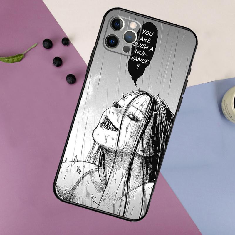 Horror Manga Style Phone Case For iPhone 16 15 14 13 12 11 17 Pro Max 13 mini 16 Plus 16e 17 Air Bumper Cover